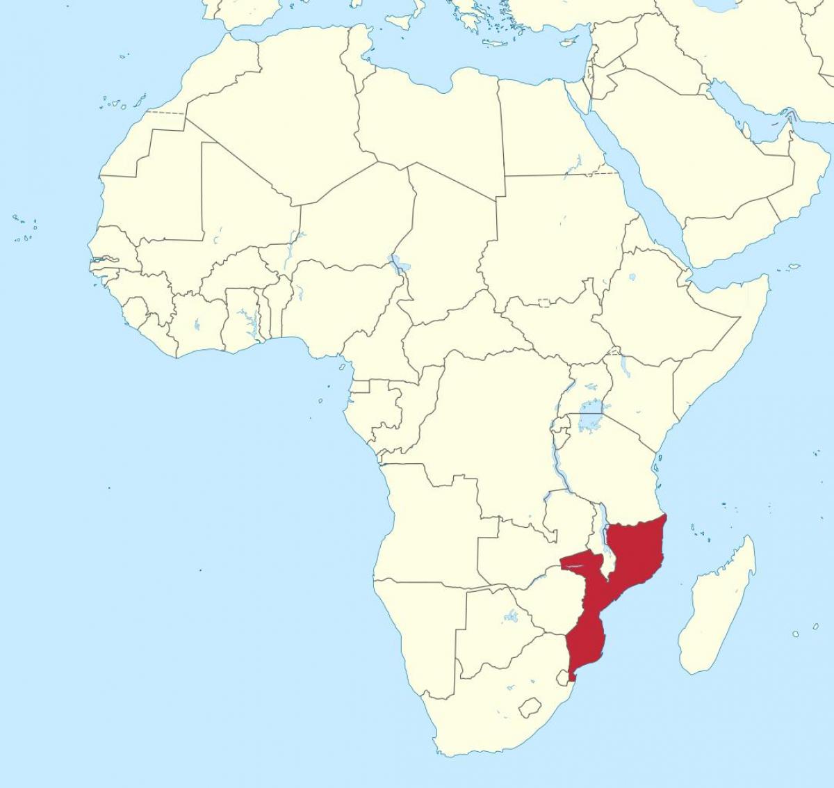 mapa Mosambiku v africe